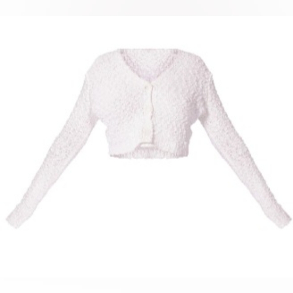 PRETTYLITTLE THING WHITE BOBBLE KNIT CROP CARDIGAN NWT SIZE S - Picture 5 of 13